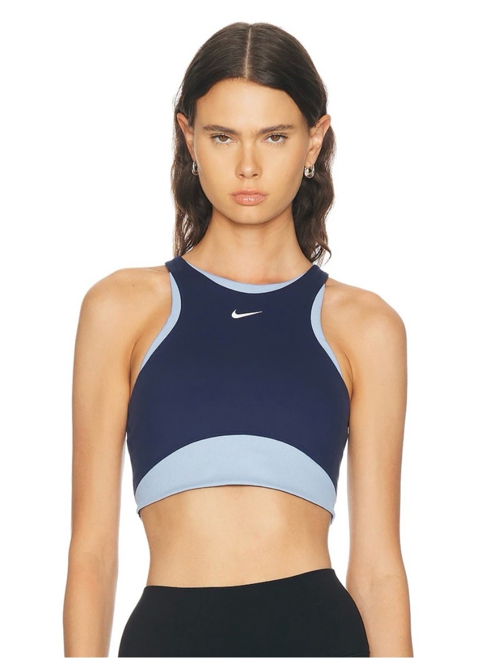 Nike One Women's Medium Support Navy and Blue High-Neck Sports Bra
